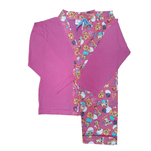 0350 Pijama Rosa com Calça Estampada Girafa 4